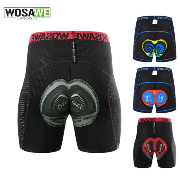 WOSAWE-pantalones cortos de ciclismo transpirables para hombre, ropa interior para bicicleta de montaña, almohadilla de Gel 5D, ropa interior a prueba de golpes para bicicleta de montaña y carretera