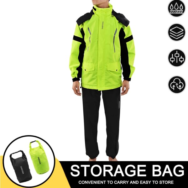 WOSAWE, Chubasquero a la moda para ciclismo, conjunto de chubasquero para hombre, chaqueta, pantalones, trajes para mujer, Poncho Impermeable con capucha para acampar y pescar