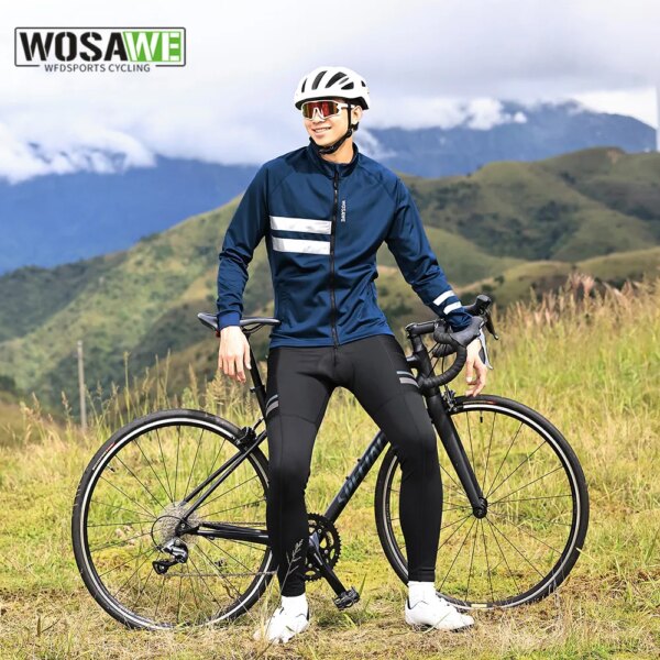 WOSAWE, chaqueta de ciclismo para hombre, chaqueta térmica de invierno de lana para ciclismo, chaqueta de ciclismo para hombre que se calienta a prueba de viento-5 ~ 15 ℃, chaqueta de bicicleta caliente a prueba de viento