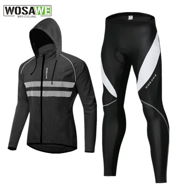 WOSAWE-Chaqueta de ciclismo con bolsillo, cortavientos, resistente al viento, repelente al agua, transpirable, ligera, para montar en bicicleta, abrigo reflectante