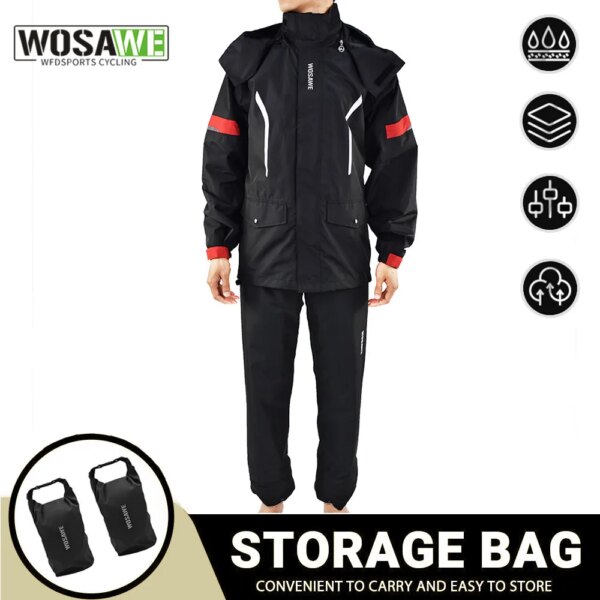 WOSAWE-chubasquero impermeable para ciclismo, impermeable, reflectante, para ciclismo de montaña o de carretera, chaqueta, pantalones, traje, ropa para hombre y mujer