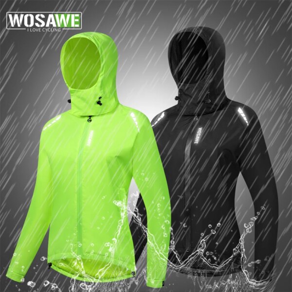 WOSAWE, Chubasquero para ciclismo para mujer, Chubasquero con capucha, Impermeable, chaqueta de lluvia de secado rápido, cortavientos ultraligero para exteriores