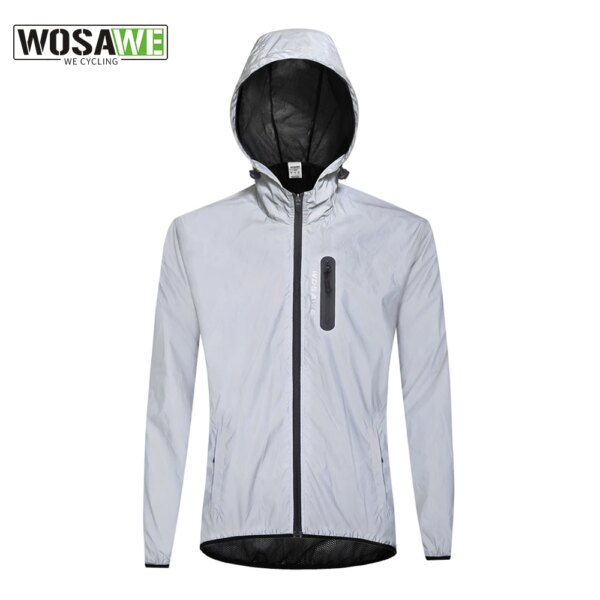 WOSAWE deportes de ciclismo otoño chaqueta reflectante completa correr de noche con capucha chaleco a prueba de viento impermeable cálido rompevientos abrigos para bicicleta