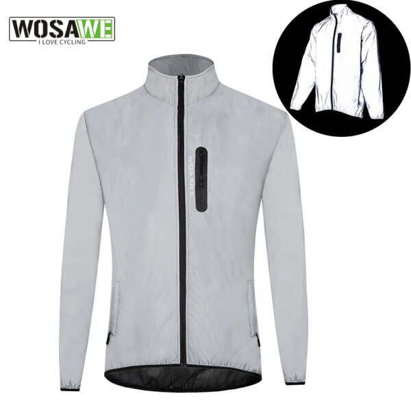 WOSAWE deportes de ciclismo otoño chaqueta reflectante completa correr de noche a prueba de viento impermeable cálido transpirable rompevientos chaqueta de bicicleta