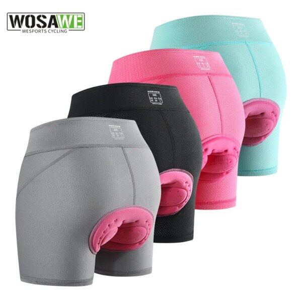 WOSAWE-ropa interior de ciclismo para mujer, pantalones cortos acolchados 5D mejorados, pantalones cortos transpirables a prueba de golpes para bicicleta de montaña y carretera