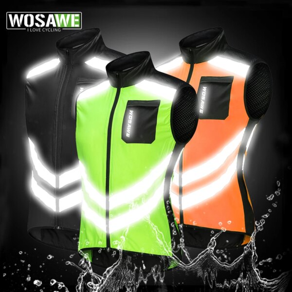 WOSAWE-chalecos de ciclismo, chaleco reflectante de seguridad, ropa deportiva para bicicleta, Jersey transpirable para correr al aire libre para hombres y mujeres, abrigo de viento para bicicleta