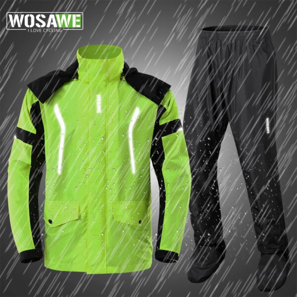 WOSAWE-ropa impermeable para ciclismo para días lluviosos, chubasquero fino, conjunto de pantalones para la lluvia, chubasquero reflectante transpirable para motocicleta