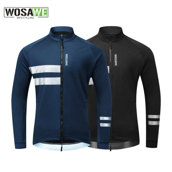 WOSAWE-ropa de ciclismo térmica para hombre, chaqueta de lana para ciclismo, ropa de invierno para bicicleta de montaña, camisetas de manga larga, Jersey de lana para bicicleta de carretera