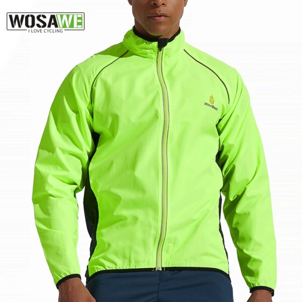 WOSAWE ciclismo a prueba de viento Jersey de manga larga rompevientos montar impermeable bicicleta chaqueta ropa de ciclismo deportes viento abrigo hombres