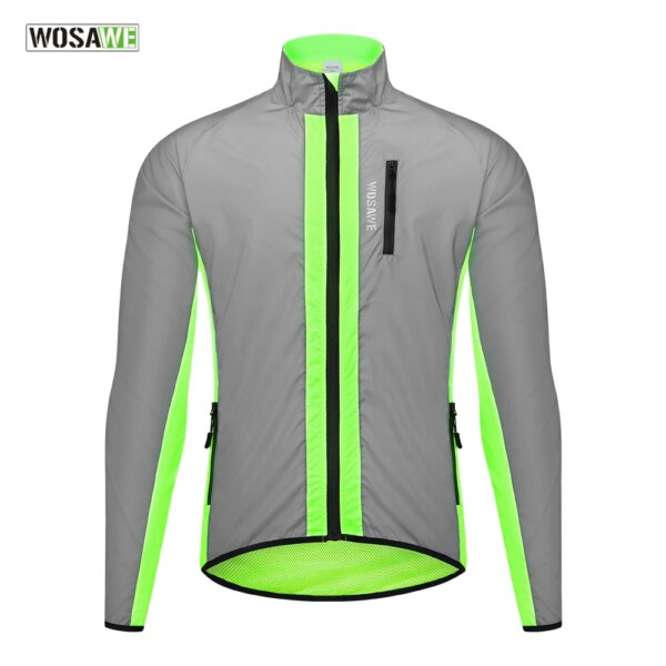 WOSAWE chaqueta de ciclismo de alta visibilidad a prueba de viento noche brillante correr impermeable reflectante chaqueta de bicicleta hombres rompevientos de invierno