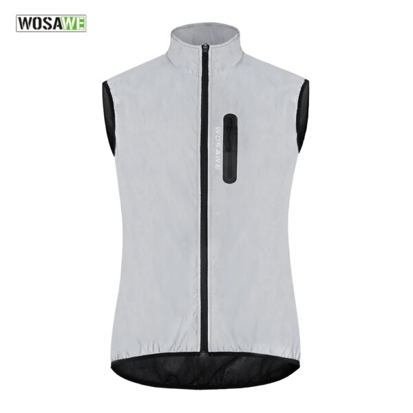 WOSAWE hombres ciclismo chaleco reflectante completo cortavientos chaqueta impermeable primavera otoño a prueba de viento bicicleta chaleco noche brillante