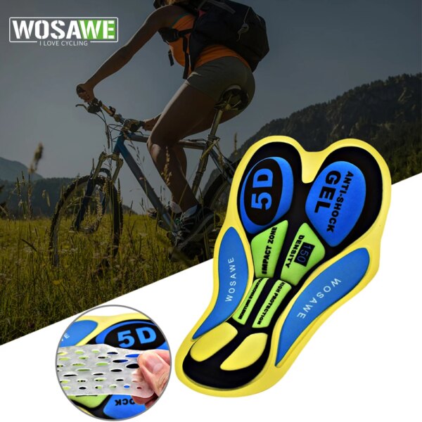 WOSAWE, pantalones cortos de gimnasio para hombre, almohadilla de Gel 5D, ropa interior de ciclismo, cojín a prueba de golpes, transpirable, bicicleta de carretera, ropa interior para bicicleta MTB, acolchado de silicona