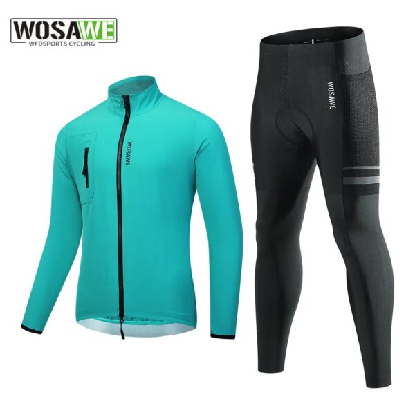 WOSAWE-Chaqueta reflectante impermeable para ciclismo para hombre, cortavientos de manga larga, chaleco sin mangas, abrigo para bicicleta, Jersey