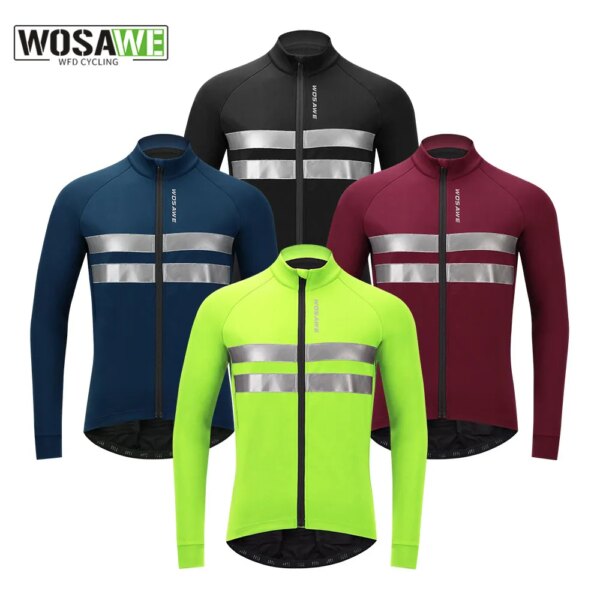 WOSAWE-Chaqueta de ciclismo de invierno para hombre, ropa térmica de lana para calentar bicicleta, abrigo suave impermeable a prueba de viento, Jersey para bicicleta de montaña