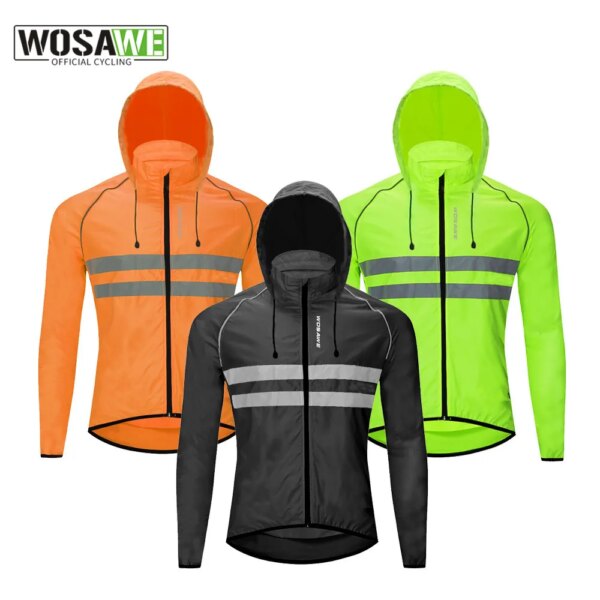 WOSAWE-sudaderas con capucha para ciclismo para hombre, chaquetas impermeables, reflectantes, ultraligeras, para bicicleta de montaña, chaleco para el viento