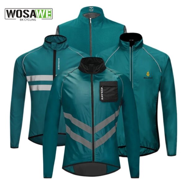 WOSAWE-Chaqueta de ciclismo para hombre, Jersey multifunción de alta visibilidad, para bicicleta de montaña o de carretera, resistente al viento, de secado rápido, cortavientos