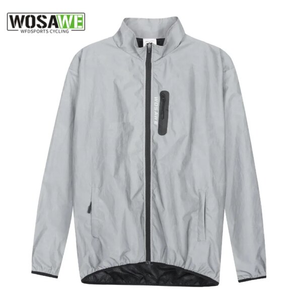 WOSAWE-Chaqueta de ciclismo para hombre, impermeable, impermeable, con luz nocturna, para correr, cortavientos reflectante, protección de seguridad