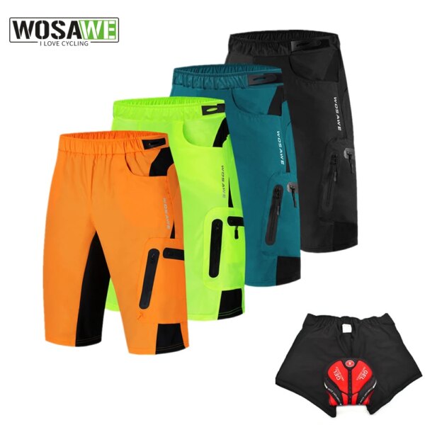 WOSAWE, pantalones cortos de ciclismo para hombre, pantalones cortos MTB con ropa interior acolchada no extraíble, pantalones cortos para bicicleta de descenso, pantalones cortos holgados para bicicleta al aire libre