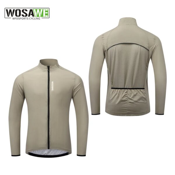 WOSAWE-Chaqueta cortavientos de ciclismo para hombre, chaqueta cortavientos para bicicleta de grava, camisa ligera de manga larga para MTB