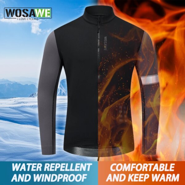 WOSAWE, chaqueta térmica de invierno para Ciclismo para hombre, abrigo para bicicleta MTB, ropa para bicicleta, camisetas de Ciclismo de manga larga, chaquetas de carreras