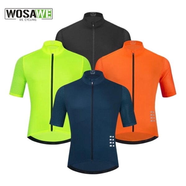 WOSAWE, camiseta de ciclismo para equipo profesional para hombre, camiseta de verano de malla transpirable de manga corta para bicicleta, camisetas de triatlón Mtb, bolsillo completo con cremallera