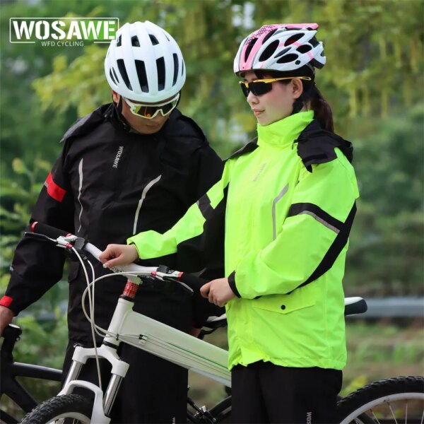 WOSAWE-chubasquero para mujer, pantalones de lluvia, traje largo de cuerpo completo, impermeable, dividido, para montar en bicicleta, chubasquero reflectante, chaqueta para la lluvia