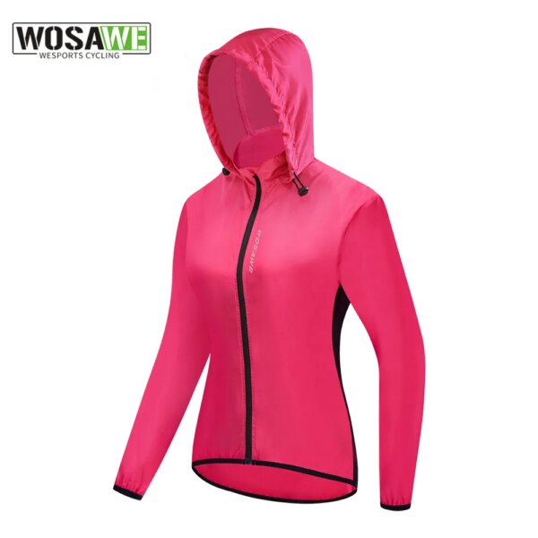 WOSAWE chaqueta reflectante para ciclismo cortavientos para bicicleta a prueba de viento abrigo de piel de manga larga para correr deportes bicicleta Jersey largo para mujer