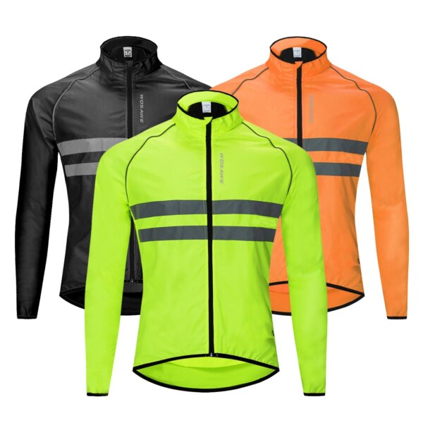 WOSAWE chaqueta reflectante cortavientos ligero para ciclismo chaqueta de bicicleta a prueba de viento resistente al agua Jersey de manga larga chaleco cortavientos