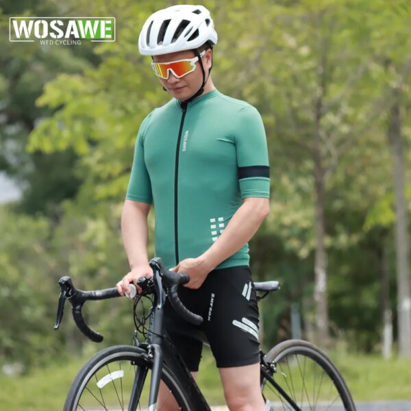 WOSAWE, camisetas de ciclismo de manga corta transpirables de verano, pantalones cortos para bicicleta, trajes de Jersey de bicicleta para hombre, pantalones cortos acolchados de Gel, ropa para bicicleta