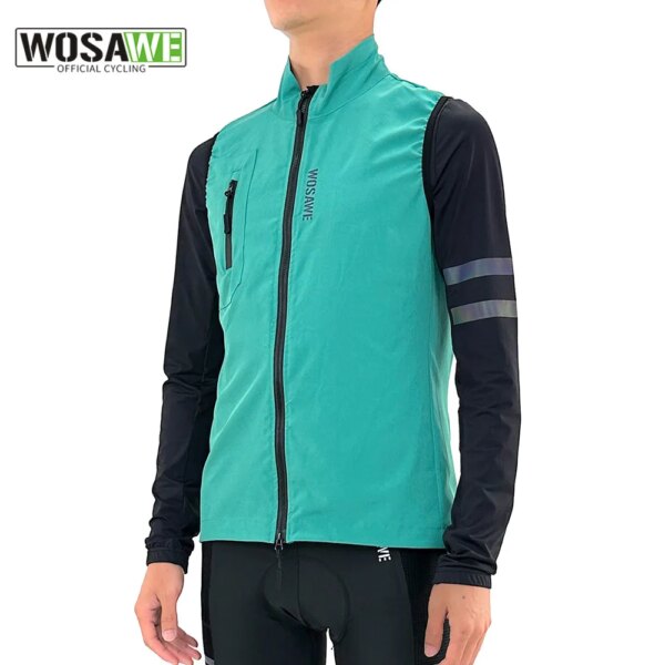 WOSAWE, chaqueta de ciclismo de verano, chaleco para parabrisas de bicicleta, a prueba de viento, sin mangas para hombres, ropa de bicicleta, corte de viento, ultraligero