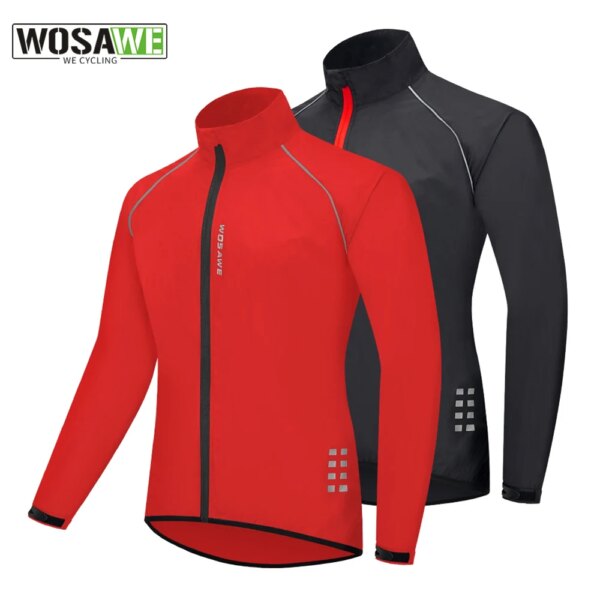 WOSAWE-Chaqueta de ciclismo reflectante ultraligera para hombre, chaleco de manga larga, impermeable, a prueba de viento, ropa para bicicleta de montaña, cortavientos