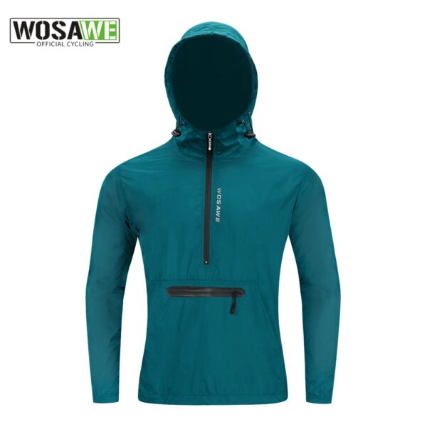 WOSAWE-Chaqueta de Ciclismo impermeable para hombre, reflectante, abrigo de viento para bicicleta de montaña, chaleco cortavientos para bicicleta de carretera, Ropa de Ciclismo con bolsillo trasero