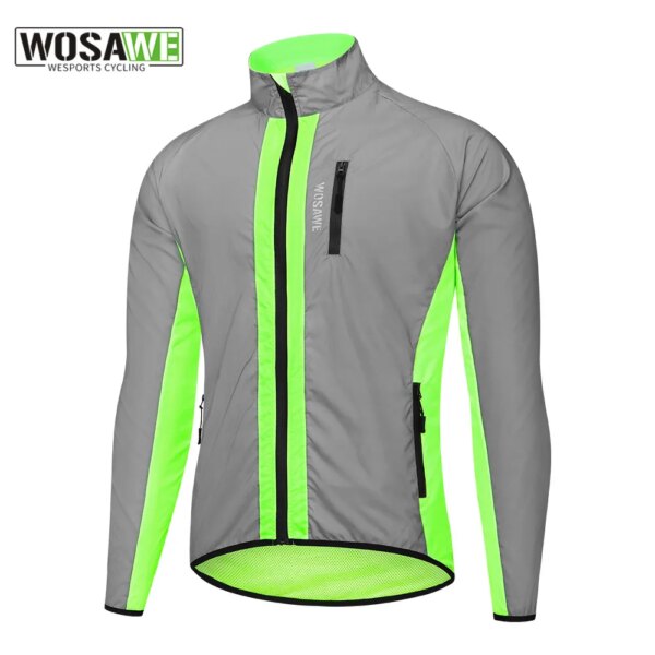 WOSAWE-Chaqueta de ciclismo a prueba de viento para hombre, repelente de agua y lluvia, abrigo de viento para bicicleta, reflectante para correr, carretera, MTB, cortavientos para montar en bicicleta