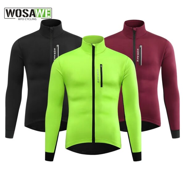 WOSAWE, chaqueta de invierno para bicicleta, cortavientos para hombre, chaqueta térmica de lana para ciclismo, deportes al aire libre, chaqueta a prueba de viento y cálida para hombre