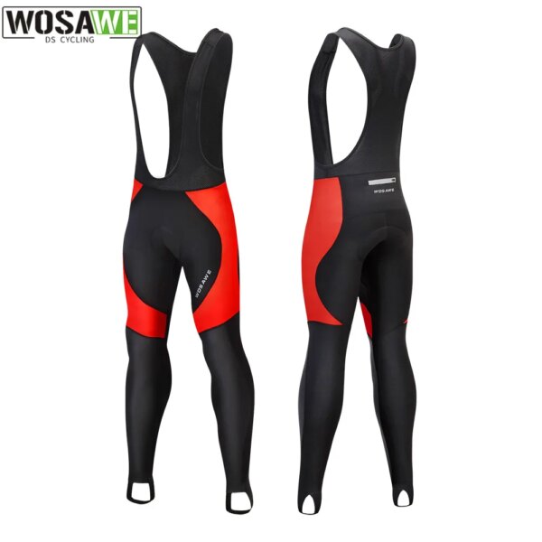 WOSAWE-pantalones de ciclismo de invierno, pantalones cortos con pechera de ciclismo a prueba de viento, almohadilla de esponja 3D cálida, pantalones de ciclismo de invierno