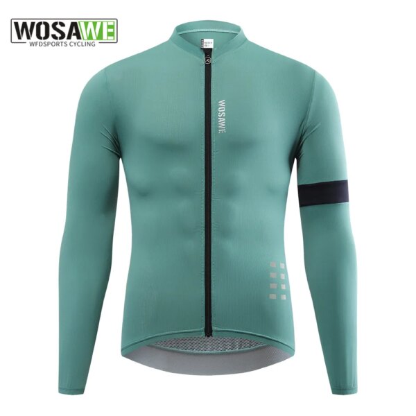 WOSAWE-Chaqueta térmica de lana para ciclismo para hombre, ropa de ciclismo de manga larga, color verde, novedad de 2022