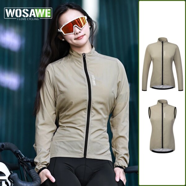 WOSAWE, chaqueta de ciclismo para mujer, cortavientos impermeable de verano, ropa de ciclismo MTB, chaqueta de viento para bicicleta de carretera, chaleco sin mangas para bicicleta