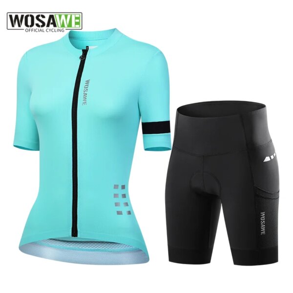 WOSAWE, Conjunto de Jersey de ciclismo para mujer, nuevo Kit de pantalones cortos de ciclismo MTB, ropa reflectante personalizada para bicicleta, ropa para bicicleta, Maillot, medias acolchadas