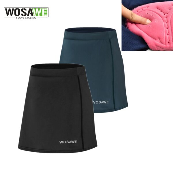 WOSAWE-falda de ciclismo 2 en 1 para mujer, con almohadilla de esponja de silicona 3D, pantalones cortos para bicicleta de montaña, medias de cintura alta, falda deportiva transpirable