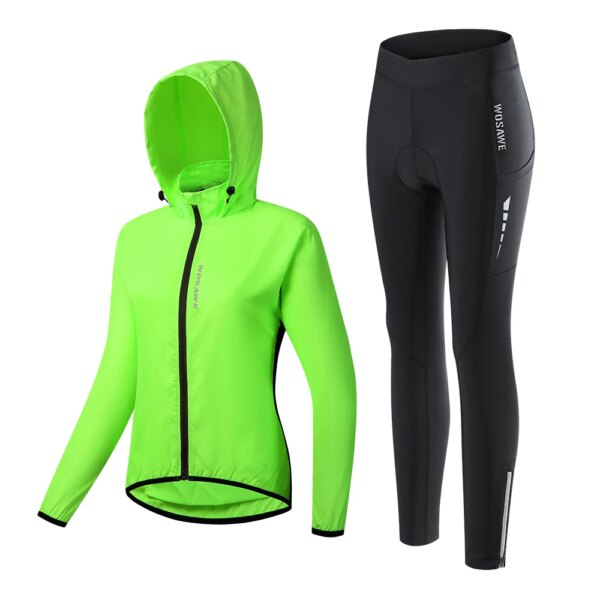 WOSAWE-ropa de ciclismo para mujer, pantalones transpirables, a prueba de lluvia, reflectante, conjunto de Jersey de ciclismo, ropa deportiva para mujer