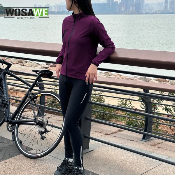 WOSAWE, conjunto de ropa de ciclismo para mujer, pantalones transpirables, chaqueta de ciclismo reflectante impermeable a prueba de viento, conjunto de ropa deportiva, chaleco para bicicleta