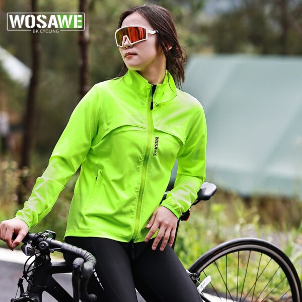 WOSAWE, chaquetas de ciclismo para correr para mujer, cortavientos ligero a prueba de viento para bicicleta, chaquetas reflectantes para acampar y andar en bicicleta, Jerseys largos