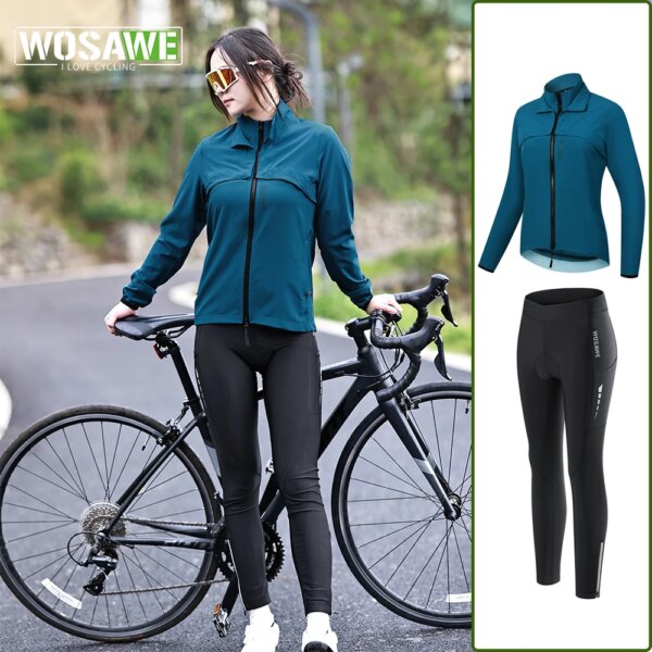 WOSAWE, camiseta cortavientos reflectante ligera a prueba de viento para mujer, pantalones de compresión para mujer, chaqueta de manga larga, conjuntos atléticos