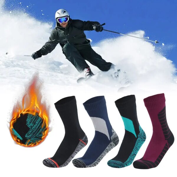 Calcetines impermeables, calcetines transpirables impermeables para senderismo, vadeo, Camping, ciclismo, invierno, deslizamiento, nieve, cálido calcetín con absorción de sudor