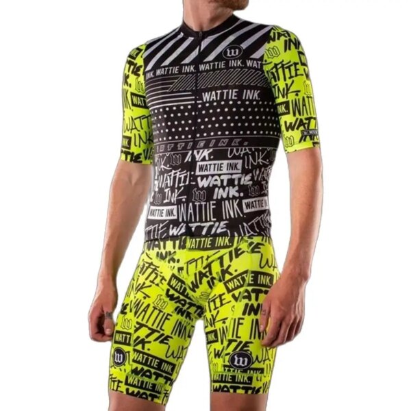 Wattie Ink-Conjunto de Jersey para Hombre, pantalones cortos con pechera de manga corta, traje con almohadilla de Gel 9D, Kit de Ciclismo de Carretera para equipo profesional al aire libre, Maillot