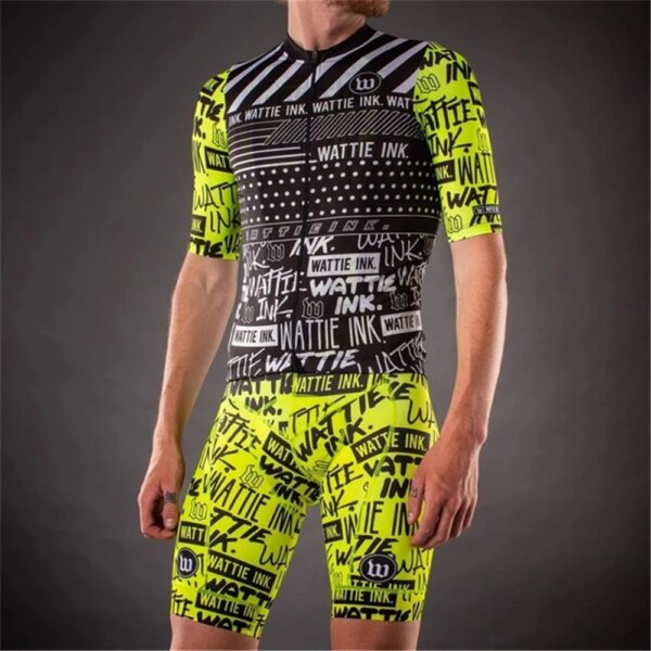 Wattie Ink Team-traje con pechera para Ciclismo, Maillot para Ciclismo, Jersey y pantalones cortos con pechera, Ropa de Ciclismo para Hombre, manga corta, 2022