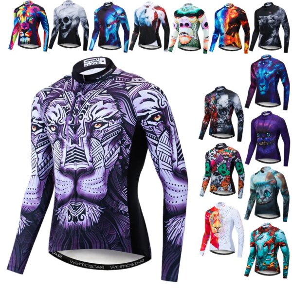 Weimostar-Camiseta de ciclismo de manga larga para hombre, ropa de ciclismo de León, Tops, primavera, MTB, chaquetas para bicicleta de carretera, otoño 2024