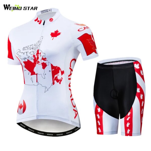 Weimostar Canadá equipo Ciclismo Jersey conjunto verano Ropa para bicicleta de montaña Ropa Ciclismo mujeres manga corta Ropa de bicicleta Ciclismo conjunto