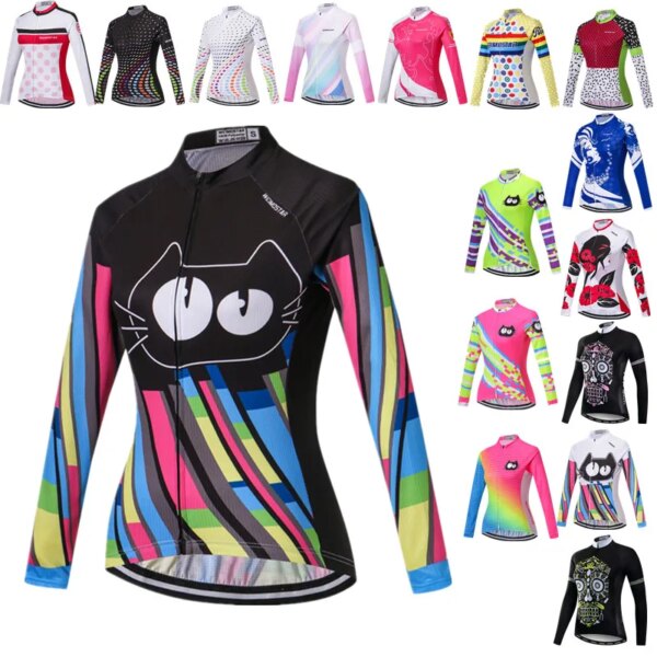 Weimostar Cat-Camiseta de ciclismo para mujer, ropa de manga larga para bicicleta de otoño, chaqueta de ciclismo transpirable, camisetas para bicicleta de montaña y carretera