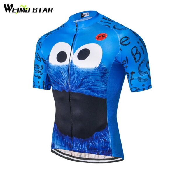 Weimostar deportes al aire libre ciclismo Jersey manga corta hombres montar ciclismo ropa carretera mtb bicicleta Jersey comer galleta ropa de bicicleta